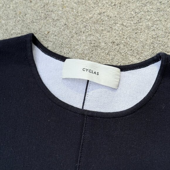 CYCLAS Short Sleeve Heavy Knit Top, Navy Blue, Size S, Cotton 1-02-07-0007 - Picture 2 of 6